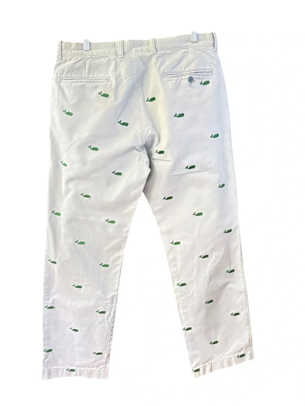 J. Crew Light Blue Chinos with Green Whale Embroidery Straight Leg Pants sz 33